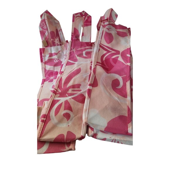 Wine Bottle Bags Hawaiian Floral Print Reusable  Pink & White Durable Fabric Eco - Picture 8 of 8